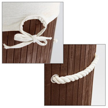 Relaxdays Bamboo Laundry Basket, Round