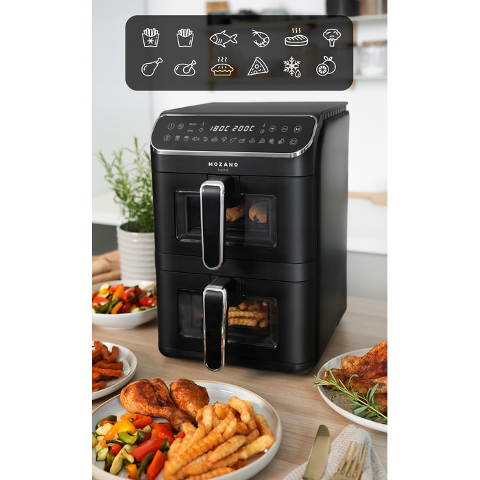 Вертикальна двокамерна аерофритюрниця 11л Air Fryer 2800W, 12 режимів