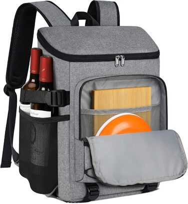 NUBILY 30L Insulated Cooler Backpack - Waterproof Cooler Bag Backpack, Large Insulated Cooler Bag, Thermo Lunch Bag for Camping, Outdoor Activities, Travel, BBQ, Hiking (Gray)