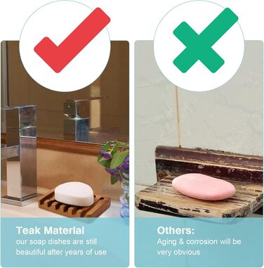 Дерев'яна мильниця з тику (HTB) з водоспадним дизайном для ванної, кухні та туалету, 1 шт.