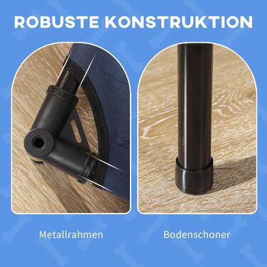 Підвищене собаче ліжко PawHut з балдахіном, для собак, вулиця, дихаючий матеріал, тафта, кемпінг, темно-синій, 61 x 46 x 62 см