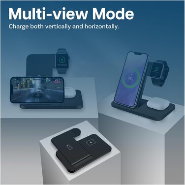 MMOBIEL Бездротова зарядна станція 3-в-1 для iPhone, Apple Watch та AirPods - 15W, Швидка бездротова зарядка, Чорний (Модель C)