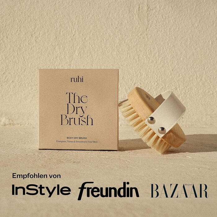 RUHI Body Brush Round - 100% Natural Bristles - Made in Germany / FSC-Certified Beechwood / Plastic-Free / For Dry Brushing Massage (dry brush) / Lymphatic Drainage Against Cellulite