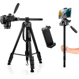 Штатив відео MOJOGEAR 140 см з тримачем для смартфона - штатив для камери/DSLR/телефона з алюмінію, з кульковою головкою, швидкознімною платформою, сумкою (SAB234)