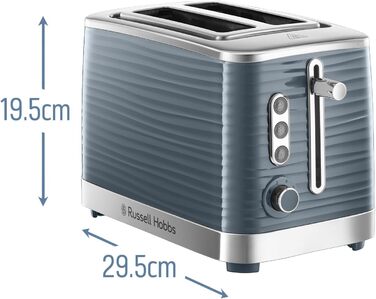 Russell Hobbs Toaster [for 2 slices] Inspire Grey with high-quality glossy finish (extra wide toast slots, including bagel attachment, 6 browning levels + defrost & reheat function) 24373-56