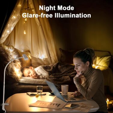 LED лампа для столу 10W з регулюванням яскравості - 160 LED, USB-адаптер, 3 колірні температури, 10 рівнів яскравості, гнучкий 30см шлангу, для дому та офісу, з пультом керування