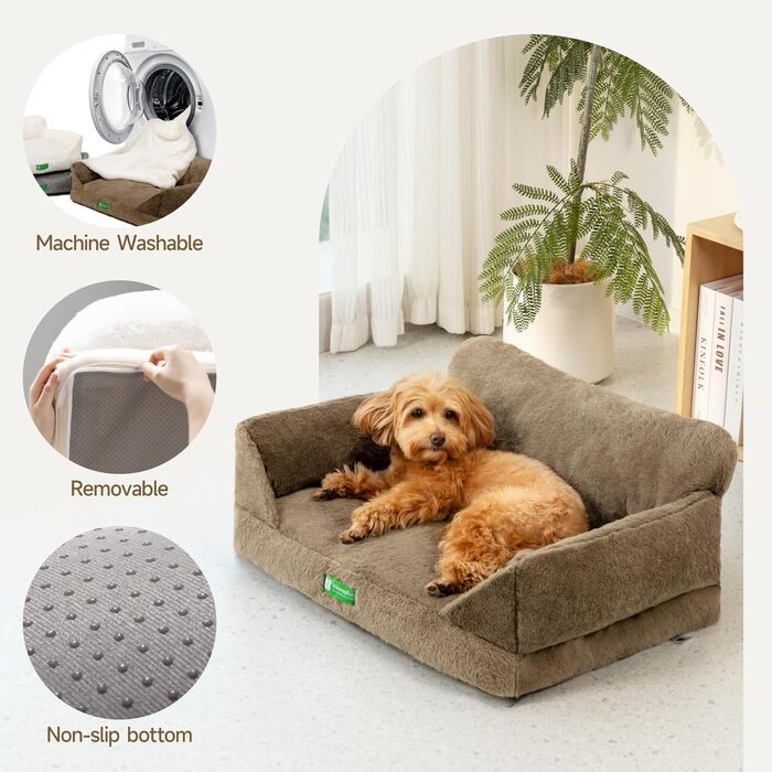 MEWOOFUN Cat Cave Cat Bed for Indoor Cats, Cute Kitten Bed Pet Sofa with Removable, Washable Cover and Anti-Slip Bottom for Small Dogs (White, ) (M, Brown)