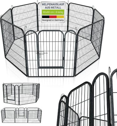 Клітка-вольєр для цуценят Juskys Welpenauslauf Plus 160x160x80 см - металевий вольєр для собак, кроликів та дрібних тварин з дверцятами