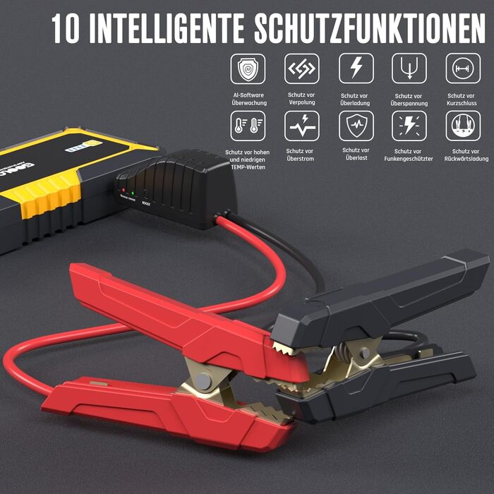 Powerbank Starthilfe GOOLOO GP2000 для автомобіля: 4000A, USB-швидка зарядка, LED, для бензину та дизеля (12V)