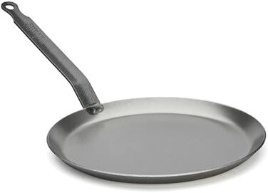 Млинцева пательня de Buyer Carbone Plus 24 см, важка, з вуглецевої сталі, срібляста