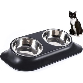 Підвищений годівниця для кошенят та цуценят, з нержавіючої сталі, на підставці, під кутом 15°, протиковзка, для котів та маленьких собак, подвійний миска