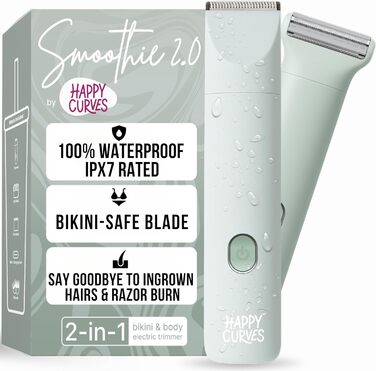 Електричний тример для бікіні HAPPY CURVES Smoothie 2.0 - водонепроникний жіночий тример для тіла з регульованими насадками