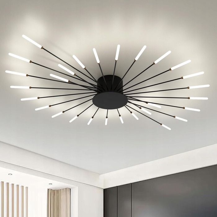Сучасна LED-люстра GOECO, чорна, 100 см, 3150 лм, 28 Вт