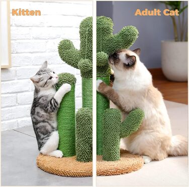 Kratzbaum Kaktus, creative cat tree design, 3 posts in 1 set, green - 42 * 68.5cm, AY405-HZ--66GN-B (M, Brown)
