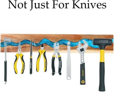 Magnetic knife holder for wall, wood and resin, magnetic knife rail, use as a knife rail, knife holder for kitchen utensils, organizer, tool holder, multi-purpose magnetic knife shelf