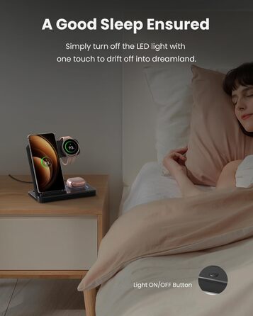 Бездротова зарядка GEEKERA 3-в-1 для Samsung: S25/S24/S23/S22, Galaxy Watch 8/7/6/5/4/3, Galaxy Buds (Чорний)