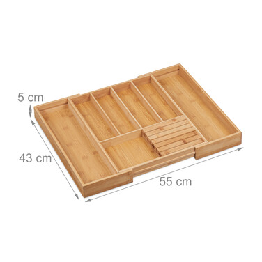 Relaxdays Extendable Bamboo Cutlery Box