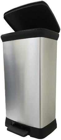 Сміттєвий кошик Curver Deco Bin Metallic's на 50 л з педаллю, пластиковий, сріблястий