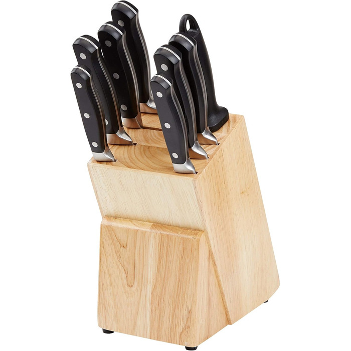 Amazon Basics Premium Knife Block Set - 9 Piece Black Set