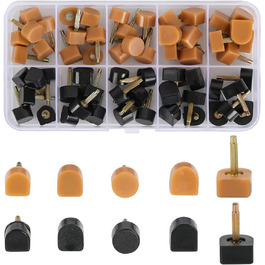 YEHAM 25 Pairs of High Heel Shoe Replacement Tips/Pin Kit in 5 Different Sizes (8/9/10/11/12 mm) for Women (Black and Beige Spikes)