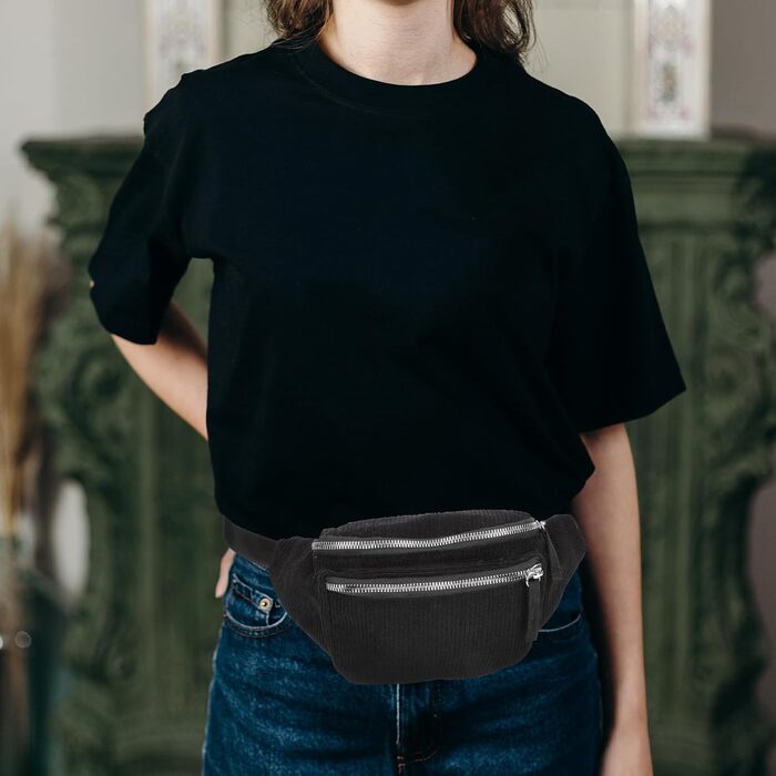 Валіклад Набір з 2 бананки/поясна сумка на пояс для жінок та дівчат, зелений (чорний)