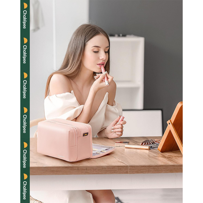 Чоловіча дорожня косметичка Kulturbeutel, водонепроникна, легка, з двома блискавками (Рожева)