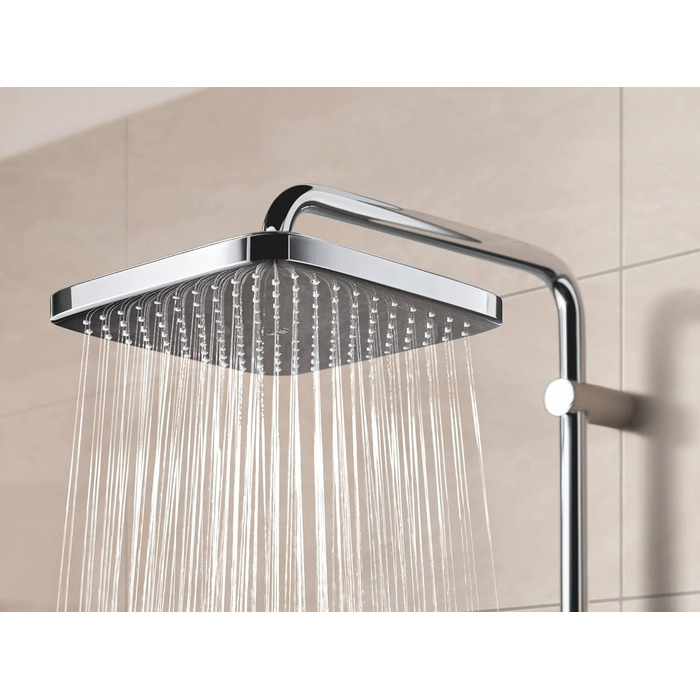 GROHE Vitalio Start 250 Showerhead (water-saving, anti-limescale system, durable surface), chrome, 26815000 (square)