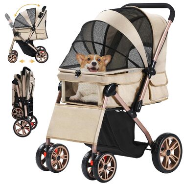 Візок для собак DWVO 3 в 1: переноска, сумка, візок. До 22 кг, EVA-колеса, сітчасті вікна, кошик для речей. 58.5x76x105 см