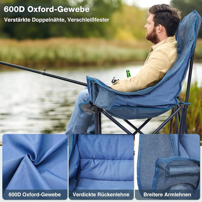 Великий складаний стілець для кемпінгу RELAX FIELD, 227 кг, Navy Blue