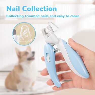 Триммер для когтів тварин Flintronic: безпечний, з LED-підсвіткою, для котів та собак, з пилозахистом (блакитний)