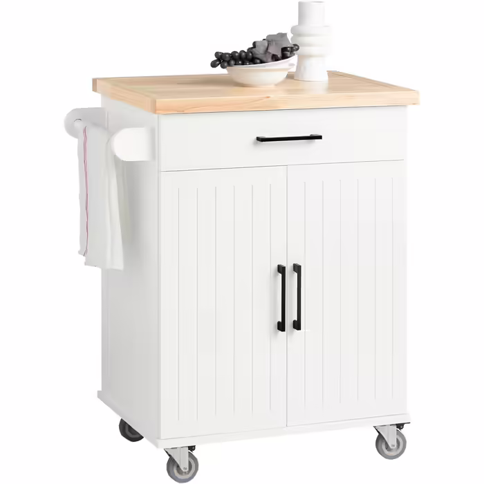 SoBuy Kitchen Cart with Wheels, Kitchen Island with Worktop, Rolling Cart, Rolling Trolley for Kitchen, Living Room, Dining Room