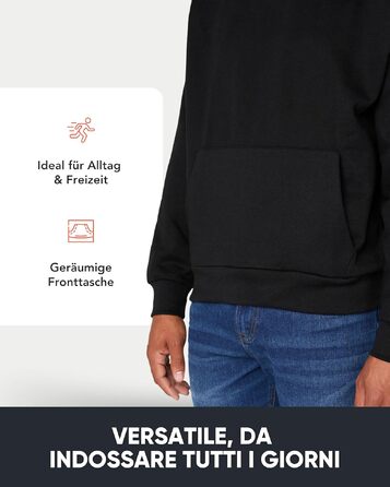 Чоловічий худі FM London Essentials Oversized — теплий прогулянковий худі з капюшоном, бавовняна суміш, чорний, розмір XL