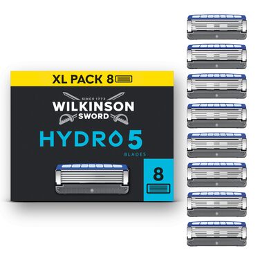 Смінні касети для чоловічої бритви Wilkinson Sword Hydro 5, з карбоновим покриттям та зволожуванням шкіри, 8 шт