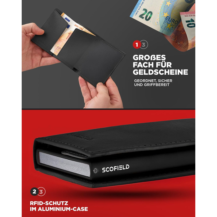 SF SCOFIELD Duality Magflip Slim Wallet - Чоловіче карткове портмоне з RFID захистом та магнітним закриттям (Чорний матовий)