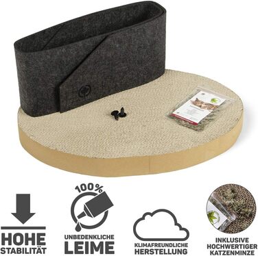Кігтеточка для котів Owen XL – діаметр 50 см, сірий, філц, з картонною основою