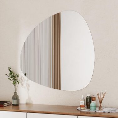 Дзеркало Boromal Spiegel чорне 40x60 см з металевим обрамленням для ванної, туалету, спальні (80x80 см, асиметричний стиль C)