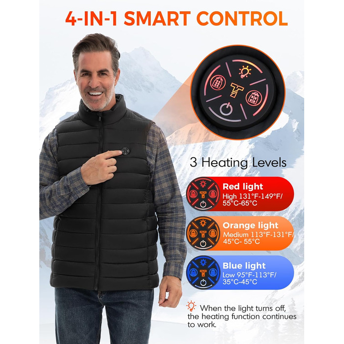 Обогреваемый жилет для мужчин с Powerbank, 15 зон обігріву, легкий, дихаючий, теплий жилет для кемпінгу, полювання, чорний