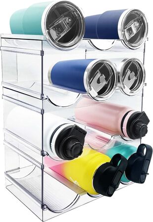 4-Piece Stackable Bottle Rack, Plastic Bottle Holder for Refrigerator, Cabinet, Kitchen Organizer Storage & Organization, Wine Bottle Kitchen Cabinet Storage