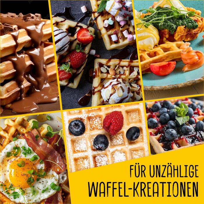 Gourmetmaxx Belgian Waffle Maker - 1000W - Non-Stick - Even Heat Distribution - 2 Waffle Plates