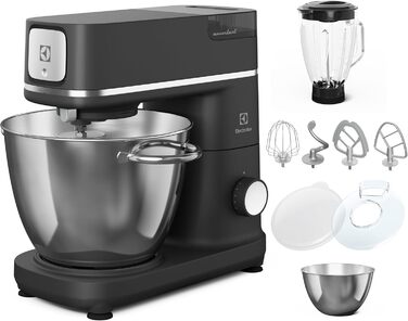 Тістоміс для хліба Electrolux EKM5570 з нержавіючої сталі, 1200 Вт, 10 швидкостей, з вінчиком та кришкою, Black Pearl (Стаціонарний міксер)