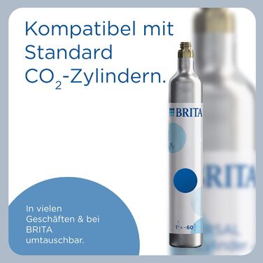 Газова вода BRITA sodaONE (чорний) з CO₂ балончиком та пляшкою PET без BPA | Зробить воду пружною (до 60л на балончик) – газова вода для дому