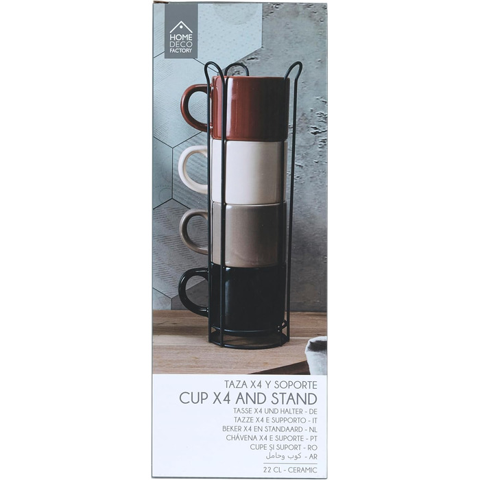 Набір келихів HOME DECO FACTORY KA0500 (4 шт.) з підставкою, кераміка, бежевий, коричневий, чорний, білий
