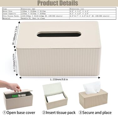 Скляниця для косметики з PU шкіри, 26x15x12 см, магнітна застібка, для ванної, кухні, авто, офісу - матова бежева