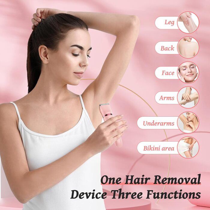 Електричний жіночий тример 3-в-1 для тіла, обличчя та інтимної зони, 3 насадки, IPX7, для жінок