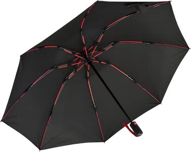 Штормовий парасолька з повним волокном, кишеньковий, великий 106 см - з кольоровими спицями - чорно-червоний