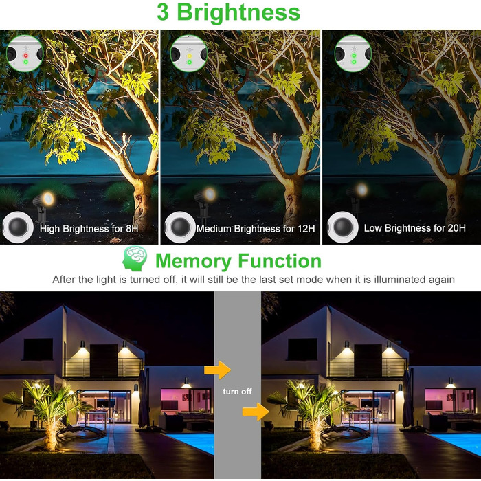 CLY Solar Lamps for Outdoors, Solar Spotlights Garden Light with Remote Control IP66 Waterproof 10 Colors 30 Dynamic Modes Timer Garden Lighting for Gardens Path Christmas Decoration 6 Pieces (Warm White/Natural/Cold White, 4 Pieces)