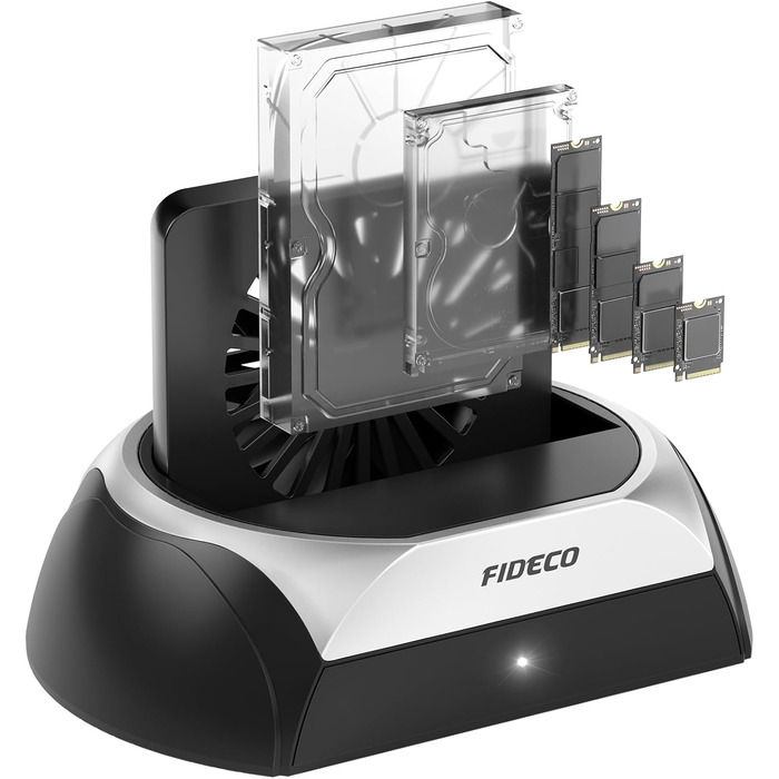 Док-станція для жорстких дисків FIDECO: M.2 SSD, SATA HDD/SSD (2.5/3.5