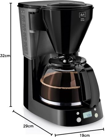 Кавомашина Melitta Easy Timer з таймером, скляна колба, стоп-крапля, 10 чашок, чорна