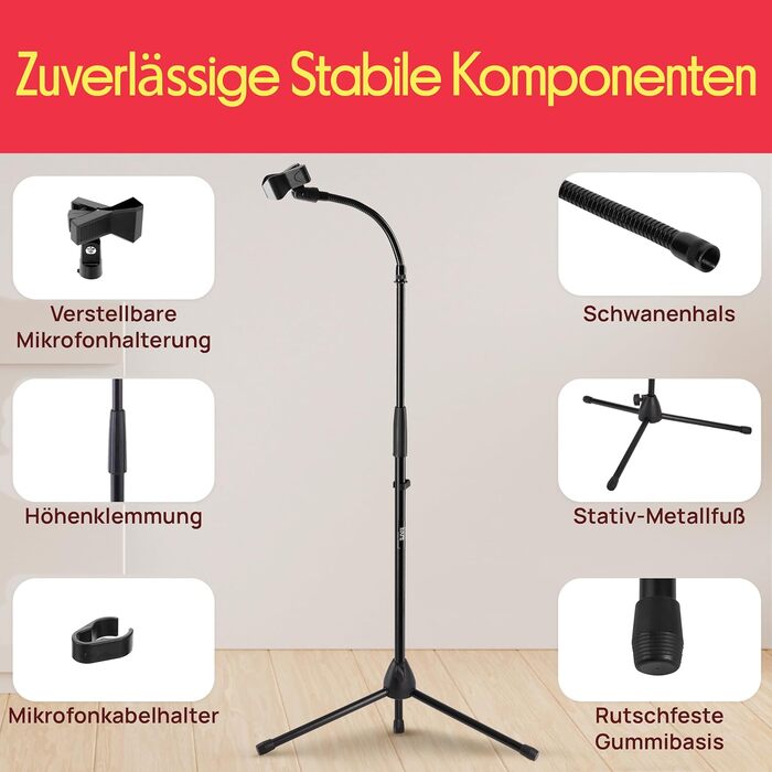 Мікрофонний стійка Pyle з регульованою висотою 85-153 см, універсальна, з міцною основою
