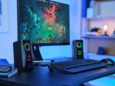 Комп'ютерні колонки Trust Gaming GXT 606B Javv 2.0 з RGB підсвічуванням, 12W, USB, чорний